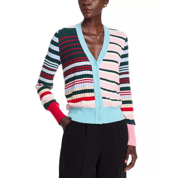 Aldo Martins Striped Talo Cardigan MEDIUM pink blue multicolor $295.00 - Picture 1 of 2